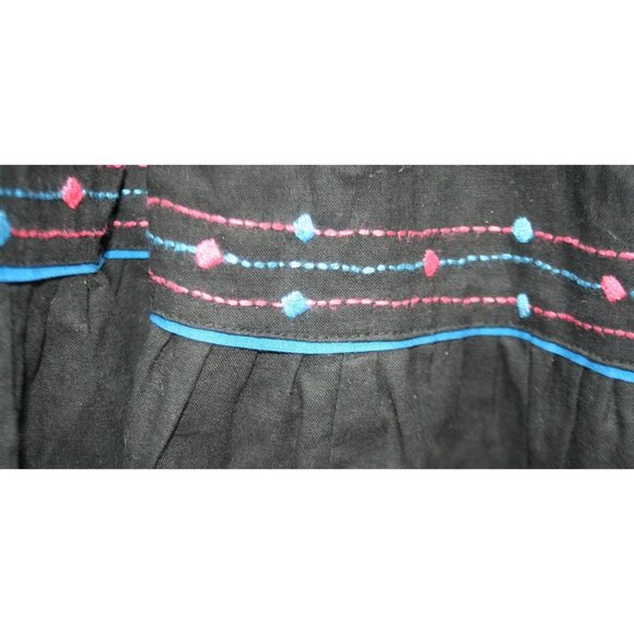 VTG Gypsy Pier 1 Global Boho Hippie Tiered Maxi Skirt Black Cotton Embroidered - Picture 4 of 7